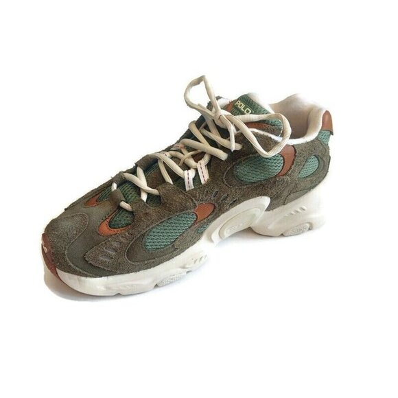 Polo Ralph Lauren Modern Trainer 100 Sneakers Mens Size 7.5 Shoes Green White
